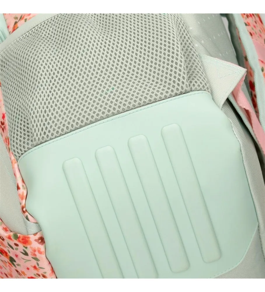 MOCHILA ESCOLAR MOVOM ROMANTIC GIRL ADAPTABLE DOS COMPARTIMENTOS VERDE 33X46X17CM